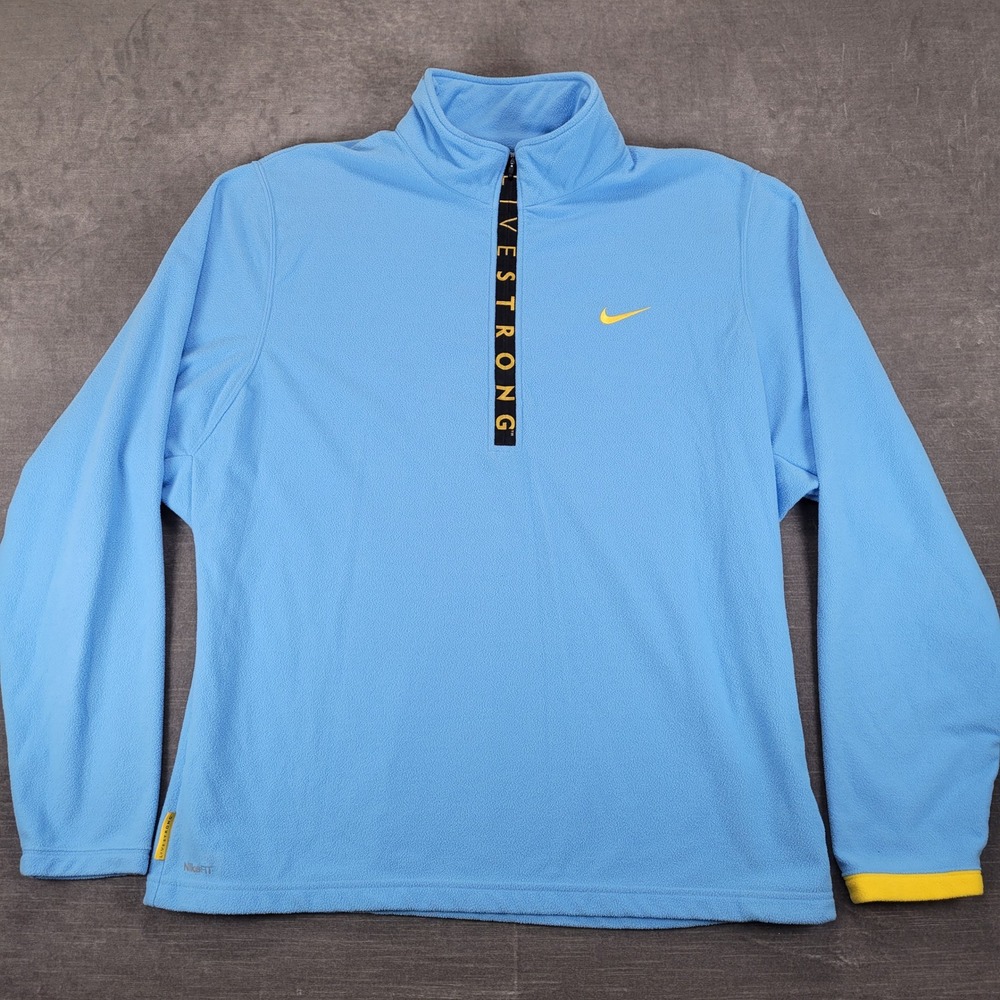Nike Livestrong Mens XL Blue 1/4 Zip Fleece Pullover Nike FIT Therma Jacket